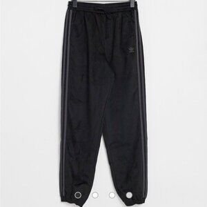 Adidas Sporty Black Soft Jogger Track Pants Gray Accent Stripes Size Small